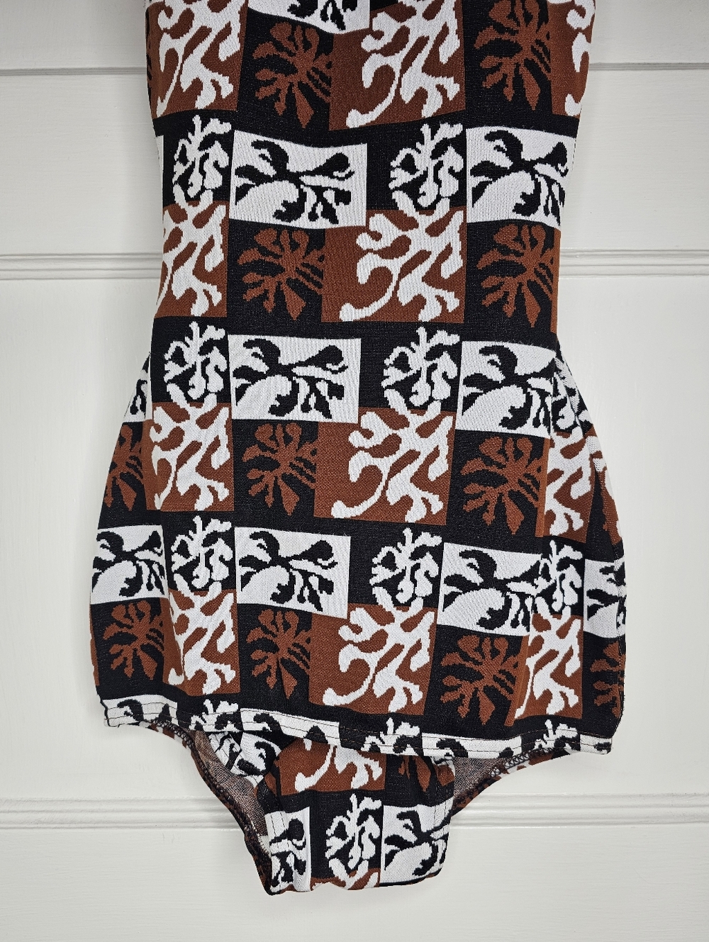 VTG 50s Kerrybrooke Abstract Print Knit Swimsuit - Picture 2 of 11